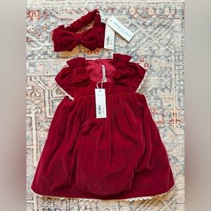 Janie & Jack Holiday Dress with matching headband, NWT. 12-18M.